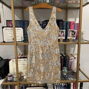 As U Wish Gold/Silver Metallic Sequin Mini Dress- perfect for new years /holiday